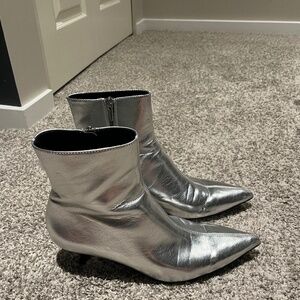 Zara metallic kitten heel ankle boots